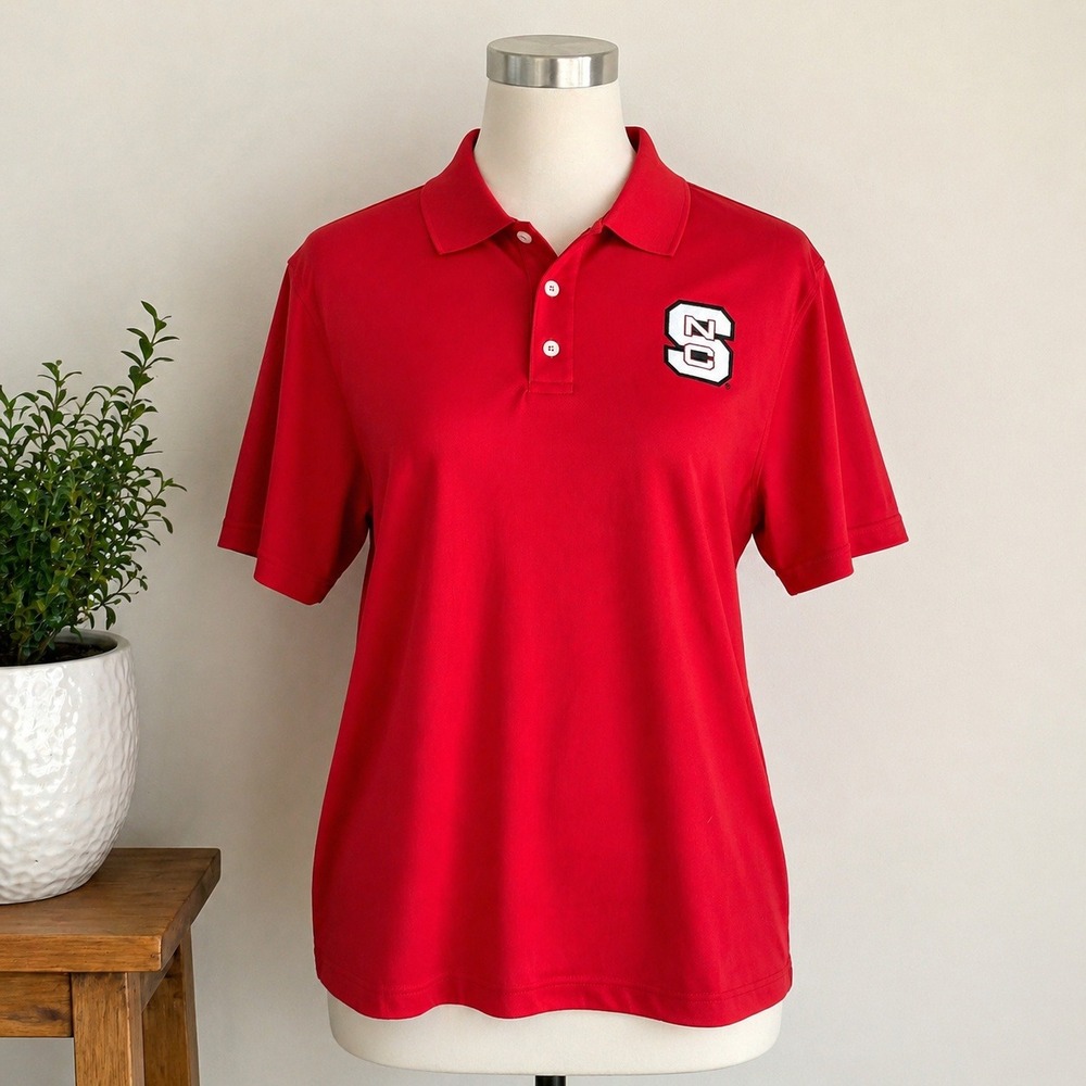 NCSU Wolfpack Polo Shirt Mens XL Russell Athletic College NCAA Streetwear Preppy